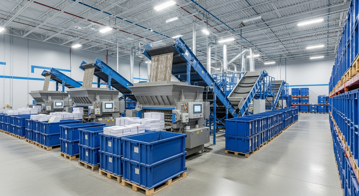 Locked shredding console with confidential documents